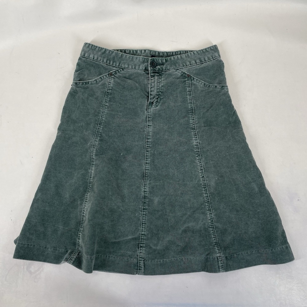 Gap Vintage Y2K Corduroy Flat‎ Front Skirt Womens Size 4 Green